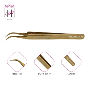 Eyelash Extension Strong Curved Tip Tweezer in Gold Color Private Label, Stainless Steel Eyelash Extension Tweezer Private Label - Product Image 6