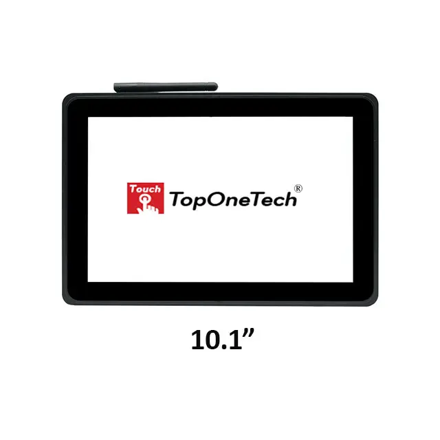 TopOneTech 10.1 inch industrial all in one pc raspberry pi open frame touch screen display wall mount upright linux OS computer