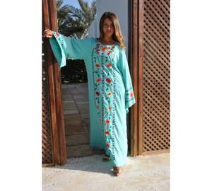 2021 nueva llegada bohemio bordado Maxi vestido algodón Floral tejido manga corta verano vestido suelto - Product Image 1