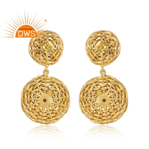 Nouvelles Boucles d'Oreilles Pendante en Argent 925 Plaqué Or avec Grenat, Collection 2026 – Fabricant de Bijoux - Product Image 3