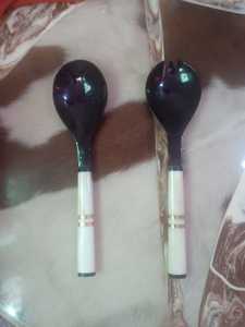 Juego de Cubiertos para Ensalada de 12 Pulgadas, Resistente al Agua, de Primera Calidad, con Mango de Cuerno de Buey Natural Pulido, Estilo Animal, Hueso de Ágata - Product Image 2