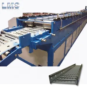 Lms rolo da bandeja do cabo formada máquina com perfuração da bandeja do cabo perfurada linha de produção automática
