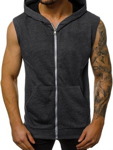 Wholesale Streetwear Zipper Gym Hoodie Men's Slim Fit Fashion Sports Stretchy Black Muscle Fit Cotton Fleece Breathable Hoodies - Product Image 6
