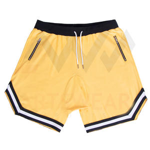 Short athlétique pour homme, logo personnalisé, 100% coton, sublimation, basket-ball avec poches latérales à fermeture éclair, short décontracté - Product Image 1