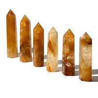En gros, Pointes de tour en quartz doré européen, Pierres de guérison en cristal naturel, Agate sculptée, pierre précieuse, pour la protection et le Feng Shui