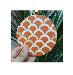 Vente en gros de sous-verres en pierre incrustés d'os Hôtels et restaurants Ustensiles de cuisine forme carrée pour la conception de poissons pour sous-verres de couleur d'os - Product Image 5