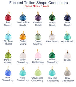 Connecteur pendentif en pierre précieuse de calcédoine Aqua, 12mm, anneau de saut en plaqué or, bijou fait à la main - Product Image 4