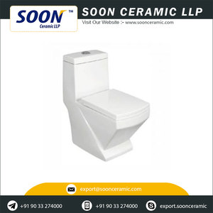 WC monobloc moderne à double chasse en céramique, fabriqué en Inde, pour villas et fournitures en gros - Product Image 6
