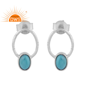 Arizona Turquoise pierres précieuses femmes boucles d'oreilles fête porter 925 argent concepteur boucles d'oreilles fournisseur de bijoux Collection délicate - Product Image 1