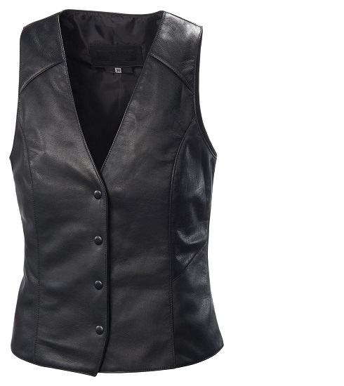 Классический и стильный кожаный женский жилет с 4 кнопками и 1 внутренний карман (VV-011)
