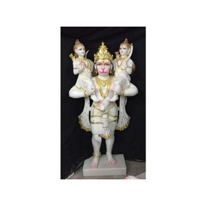 Gorgeous Marble Lord Hanuman With Bal Ram Laxman Statue - Product Image 1