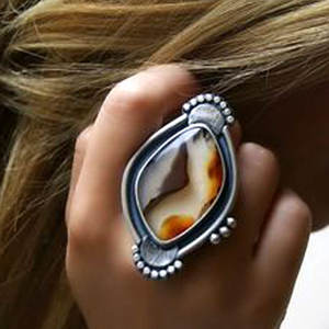 Agate naturelle 925 En Gros Pierres Précieuses à la Main En Argent Sterling Bague Bijoux - Product Image 1