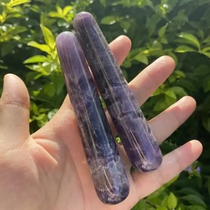 แท่งนวดอเมทิสต์ธรรมชาติ ปลายมนสองด้าน คริสตัลขัดเงา สำหรับบำบัดรักษาด้วยพลังงานเรกิและการทำสมาธิ - Product Image 1