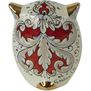 SAMBUCO CERAMICS Búho de Cerámica Hecho a Mano para Decoración del Hogar, 10 cm, Pintado a Mano con Oro Puro y Brillo Metálico Rojo - Product Image 4