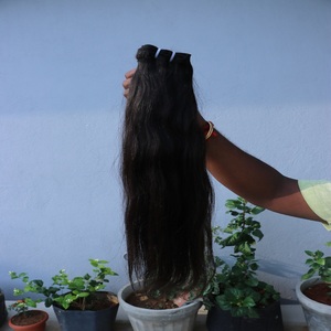 Vente en gros d'extensions de cheveux indiens vierges 100% non transformés doux Remy soyeux vague droite cuticule de donneur unique humain - Product Image 3