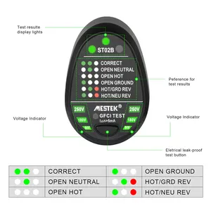 Automatic Electric Socket Outlet Tester Neutral Live Earth Wire RCD 90に250V Voltage Measurement Socket Tester Voltageテスター