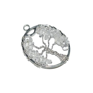 Shop for <b>Crystal</b> Quartz <b>Tree</b> of Life Silver Oval Pendant | <b>Crystal</b> Quartz <b>Tree</b> of Life Silver Oval Pendant Online - Product Image 1