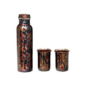 Handmade Metal Pure Copper Water <b>Bottle</b> and <b>Glass</b> Set Designer Modern Unique Classic Stylish Decorative Custom Printed - Product Image 4