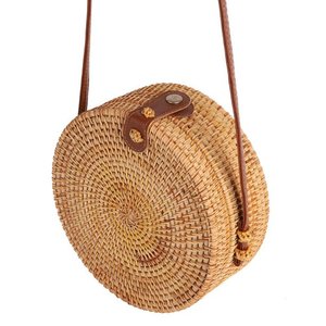 Sac à main rond en rotin, pour femmes, fabriqué au Vietnam, bon marché, tendance, - Product Image 1