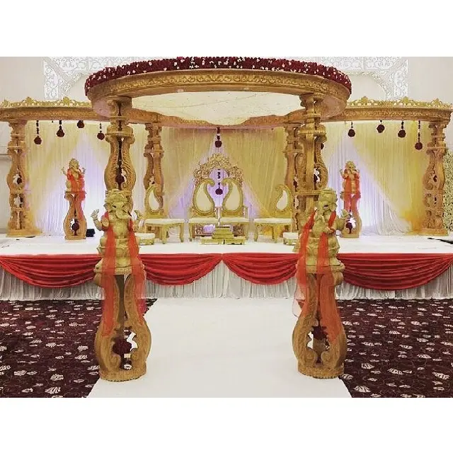 Dream Event Wedding Wooden Mandap Leicester Ravishing Round Wooden Wedding Mandap UKWeddings Antique Carved Wooden Mandap