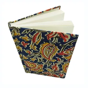 Cuaderno A5 con cubierta de tela, libreta con estampado de bloque de mano, planificador de viaje, diario de escritura de 100 páginas interiores, cuadernos baratos