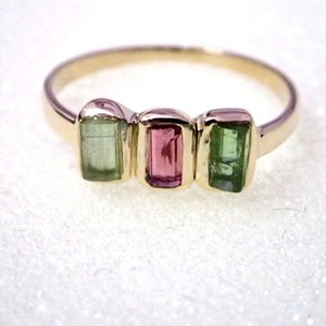 Belle bague de mariage en pierre précieuse tourmaline pastèque multicolore faite à la main en or 14 carats cadeau de fiançailles pour enfants meilleure qualité - Product Image 6
