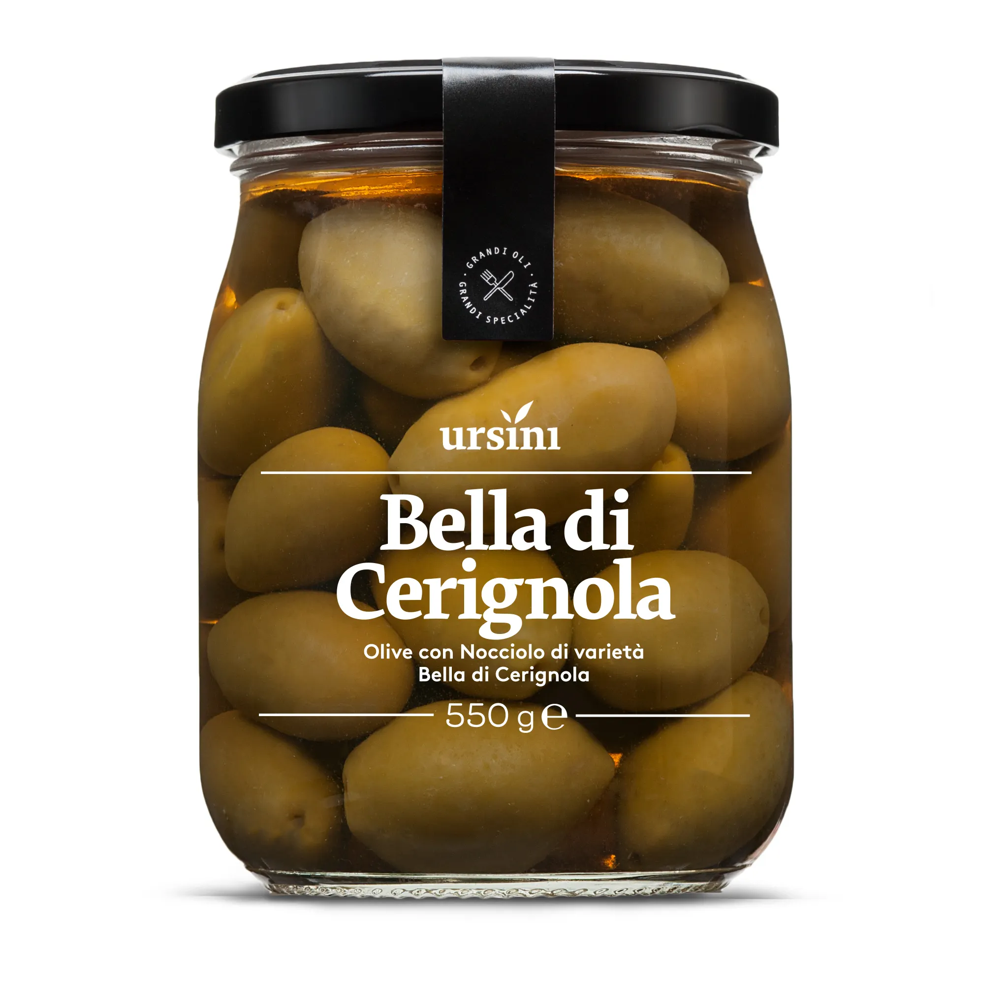 イタリアのピクルスオリーブジャーBella di Cerignola 550 g