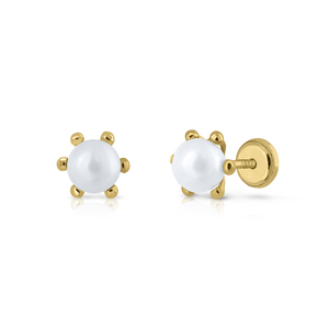 Boucles d'oreilles Fashion en or massif 9K, collection, perles d'eau douce, pour femmes et enfants, avec Clip et dos à vis, fabriqué en espagne - Product Image 1