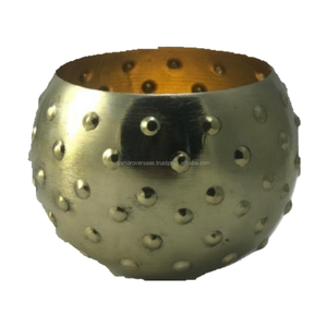 Handmade Customizable Iron Votive Holder Round Shape in Gold Finish Eco-Friendly Home Decor - Product Image 1