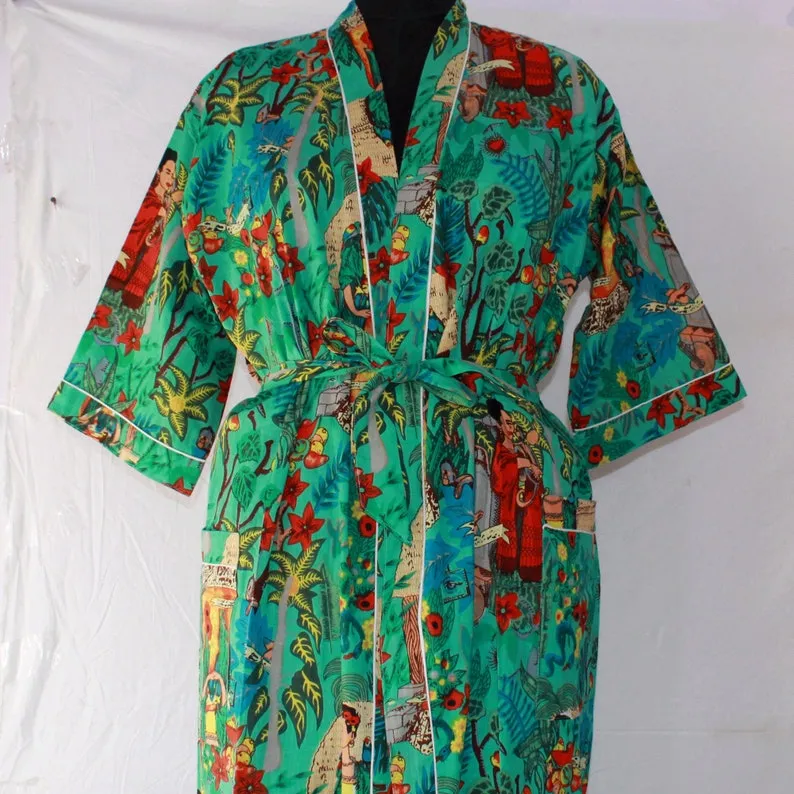 Áo Choàng Tắm Cotton Trực Tiếp Sản Xuất Áo Choàng Kimono Váy Choàng Ngủ Của Phụ Nữ Áo Choàng Tắm Kimono