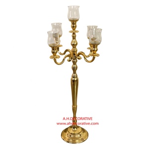Silver & Gold Plated Aluminum/Brass 4-Arm <b>Candelabra</b> with Clear Glass Votives Handmade Wedding Home Decor High Standard Quality - Product Image 3