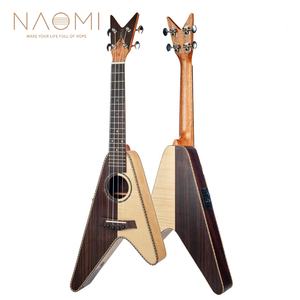 NAOMI Ukulélé ténor 26 pouces Ukulélé électro-<span class=keywords><strong>acoustique</strong></span> volant en V inachevé UKFLYV Pickup passif Ukulélés acoustiques électriques - Product Image 1