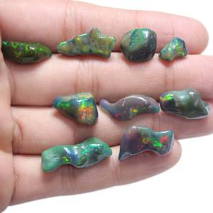 9 pièces d'opale éthiopienne naturelle noire lisse brute polie pierre précieuse en vrac pour la fabrication de bijoux - Product Image 2