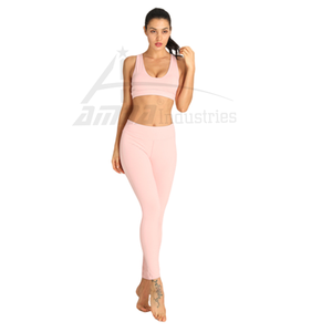 Fantastique ensemble de Yoga bleu à large ceinture personnalisé pour femmes, taille haute, fabriqué au Pakistan - Product Image 4