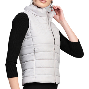 Chaqueta acolchada de invierno ligera personalizada para mujer, Media manga con capucha, cremallera a la moda, tela cálida informal, producto al por mayor barato - Product Image 1