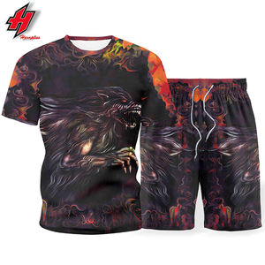 Conjunto de pantalones cortos y camiseta personalizada unisex, ropa de calle de dos piezas de gran tamaño para hombre, tops y pantalones en blanco de verano de talla grande - Product Image 5