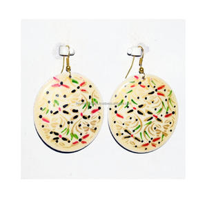 ต่างหูใบปาล์มยาวสีขาวลายตอกแบบชนบทสีสันสดใสขนาดเล็กปี 2024 เครื่องประดับสำหรับผู้หญิงสีชมพู - Product Image 5