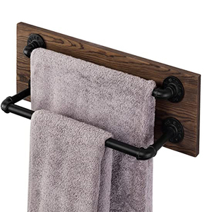 Industrial Iron Pipe <b>Towel</b> <b>Bar</b> in Black & Silver - Product Image 5