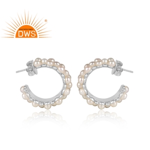 Pendientes de Aro con Perlas Naturales, Diseño Moderno 2026, para Mujer, Fabricante de Joyería de Moda - Product Image 3