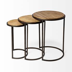 Modern Design <b>Set</b> of 3 Nested <b>Side</b> <b>Tables</b> with Square Top Sturdy Enamel Finished Attractive Color for Home Living Room - Product Image 3