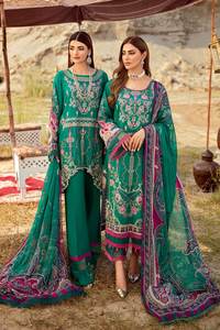 Vêtements de fête en lin brodé de haute qualité pour femmes, costumes shalwar kameez, vêtements indiens et pakistanais - Product Image 3