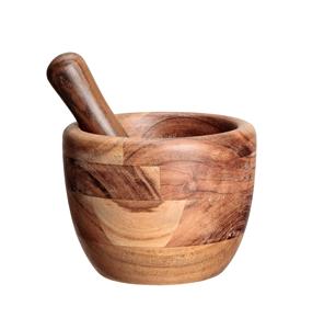 Mortero de madera y Mazo, triturador de prensa de mazo y especias, conjunto de mortero de madera, forma redonda y producto de venta - Product Image 3