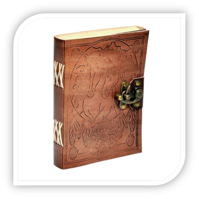 Журнал из 100% натуральной кожи с тиснением лошади и застежкой