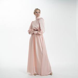 Vestido islámico modesto con tocado para mujeres musulmanas, vestido de boda de Color en polvo, ajustado, Abaya - Product Image 5