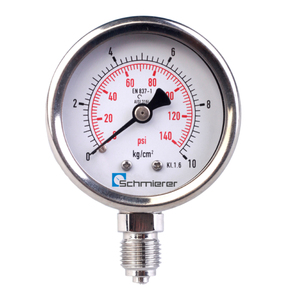 Manómetro de Tubo Bourdon SRU 04 SCHMIERER, 180°C, Carcasa de Acero, Conexión de Latón para Diversas Aplicaciones - Product Image 1