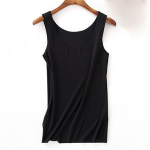 Camiseta sin mangas de talla grande a la moda para mujer al por mayor, camiseta transpirable para yoga y fitness en algodón/fibra de bambú, MOQ bajo, precio barato, patrón sólido - Product Image 2