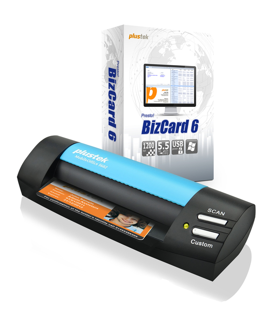 Plustek S602B Business Card Scanner - Scan, Recognize and Save in 2seconds. Bundled With Business Card Software, Windows Only