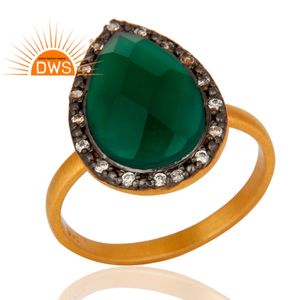 แหวนพลอยสีเขียว CZ ออนิกซ์ ดีไซน์ปี 2026 งานแฮนด์เมด ชุบทอง 18k เงินแท้ 925 ขายส่งจากผู้ผลิตเครื่องประดับ - Product Image 2