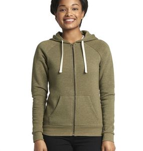 Sweat-shirt à capuche pour femme en coton et polyester 270G, personnalisé, manches longues, fermeture éclair, vêtements de sport OEM - Product Image 3