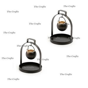 Porte-bougie au design admirable avec cheminée en verre, en fer noir, pour une utilisation décorative à la maison - Product Image 5